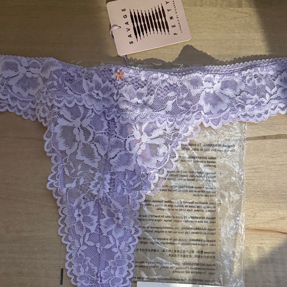 Savage X Fenty Lavender Lace Panty - Picture 3 of 6